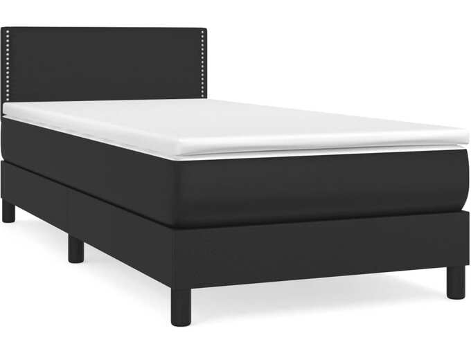 VIDAXL Box spring postelja z vzmetnico črn 100x200 cm umetno usnje