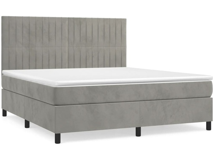 VIDAXL Box spring postelja z vzmetnico svetlo siva 140x200 cm žamet