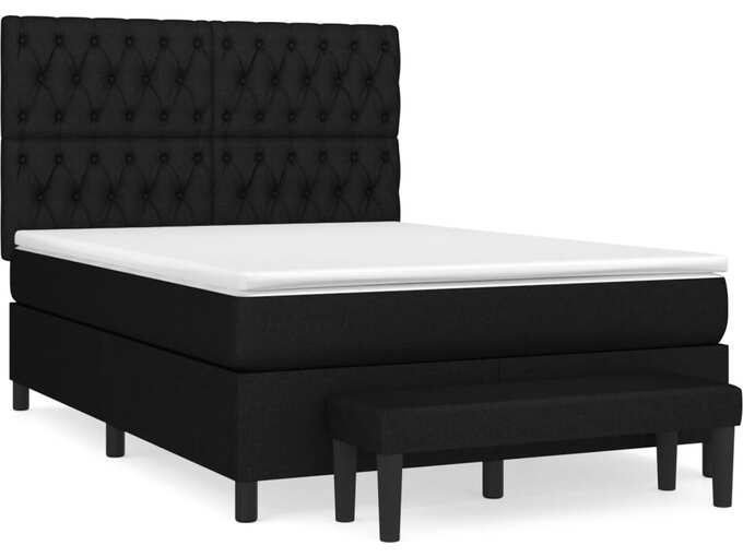 VIDAXL Box spring postelja z vzmetnico črna 140x200 cm blago