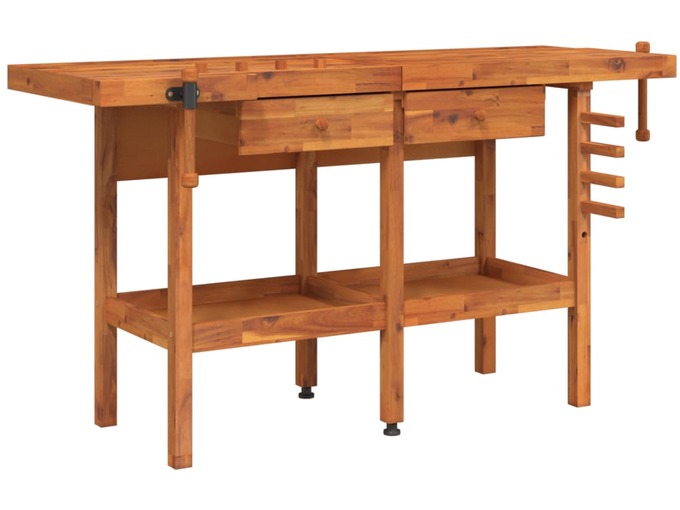 VIDAXL Delovna miza s predali in primeži 162x62x83 cm trdna akacija