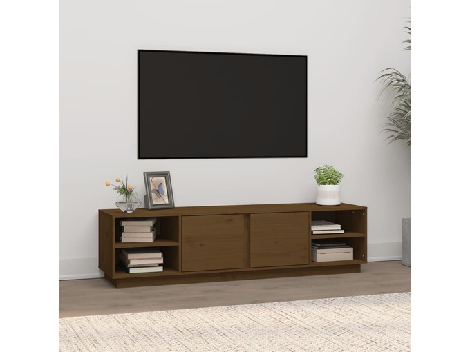 VIDAXL TV omarica medeno rjava 156x40x40 cm trdna borovina