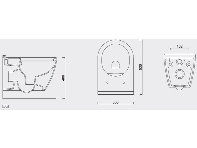 SANOTECHNIK viseča WC školjka brez roba z desko s počasnim zapiranjem UNO GU100