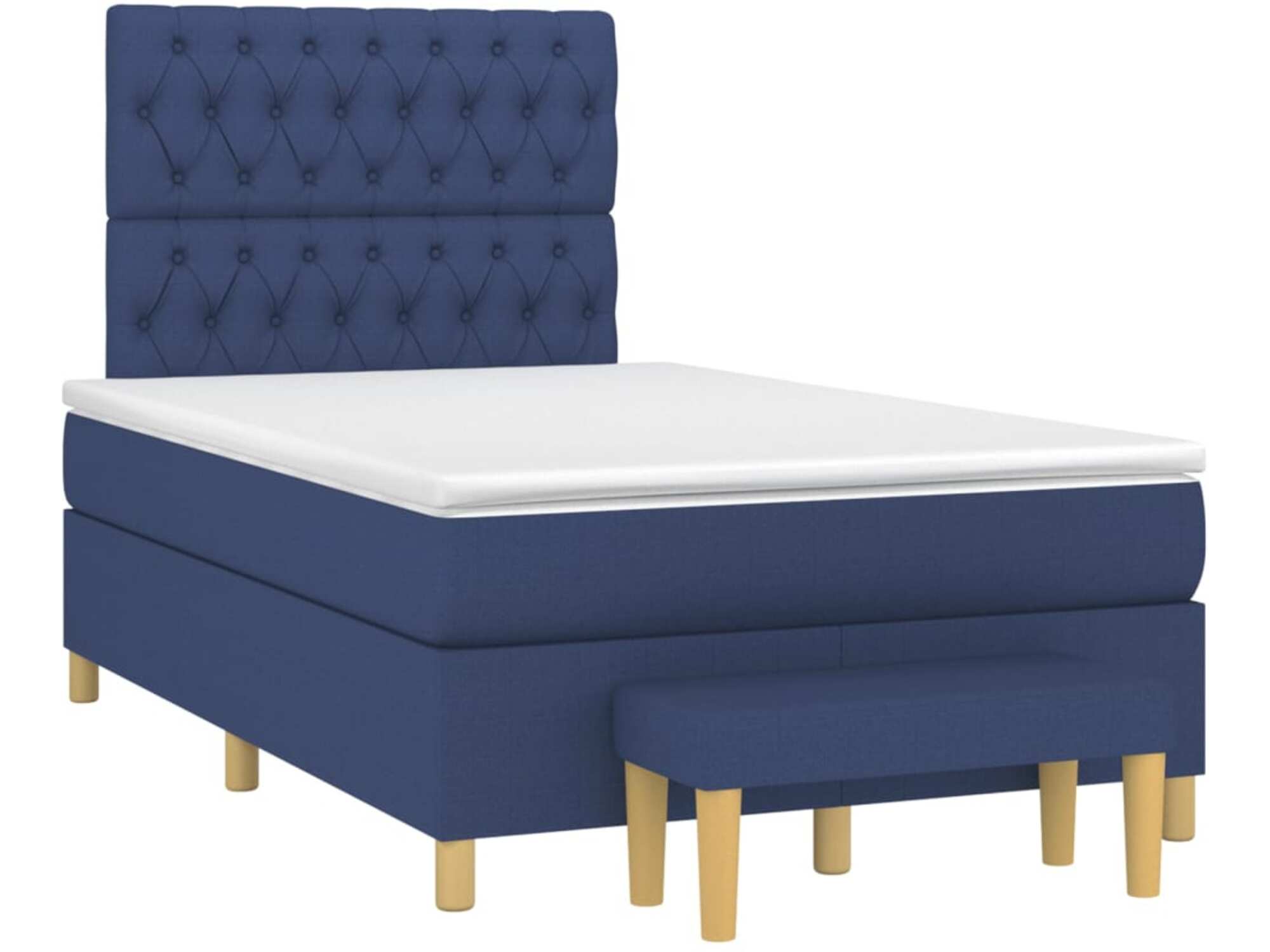 VIDAXL Box spring postelja z vzmetnico modra 120x190 cm blago