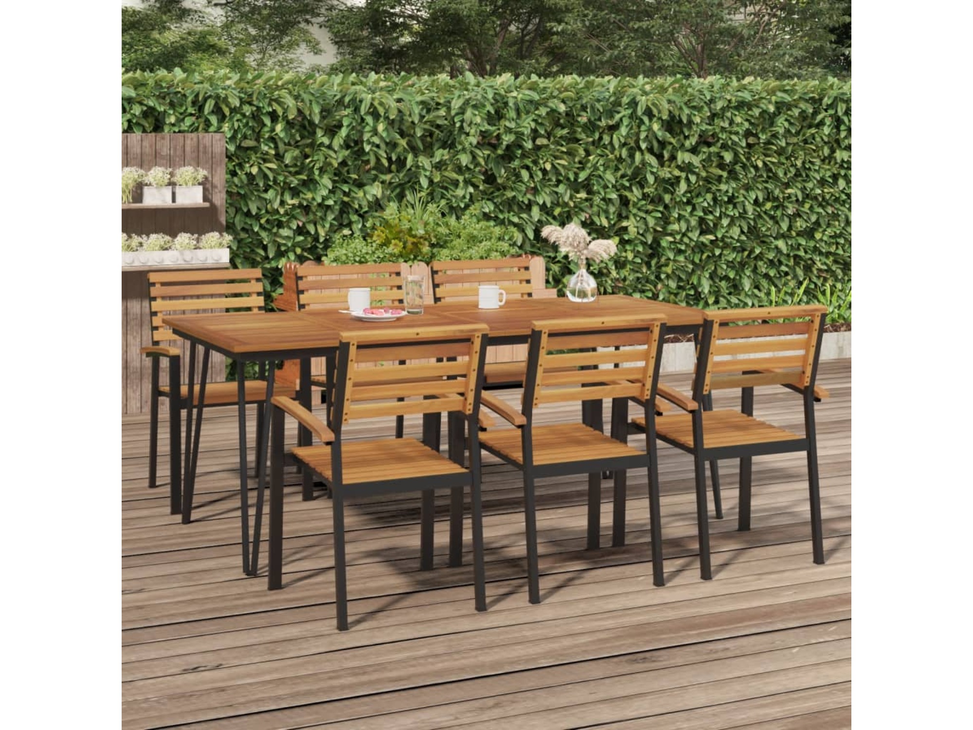 VIDAXL Vrtna miza z nogami V oblike 200x90x75 cm trden akacijev les