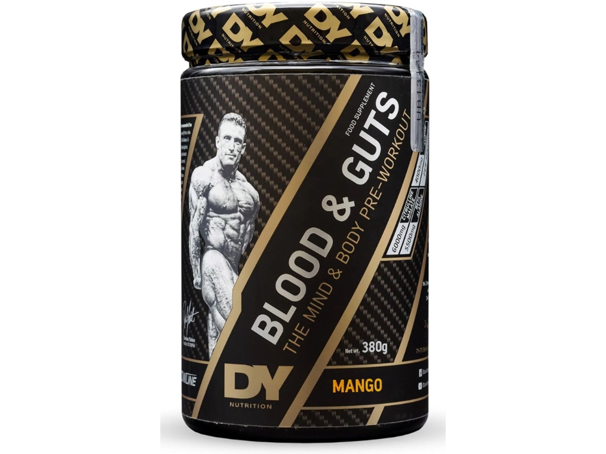DY DORIAN YATES booster Blood & Guts pre-workout, mango, 380 g