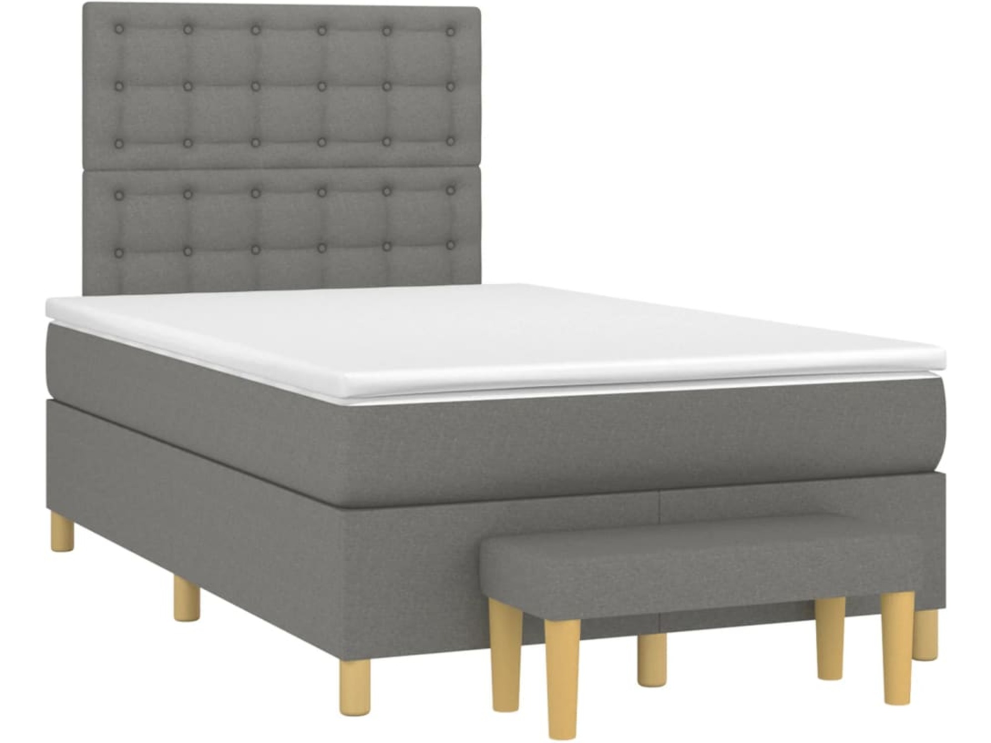 VIDAXL Box spring postelja z vzmetnico temno siva 120x190 cm blago