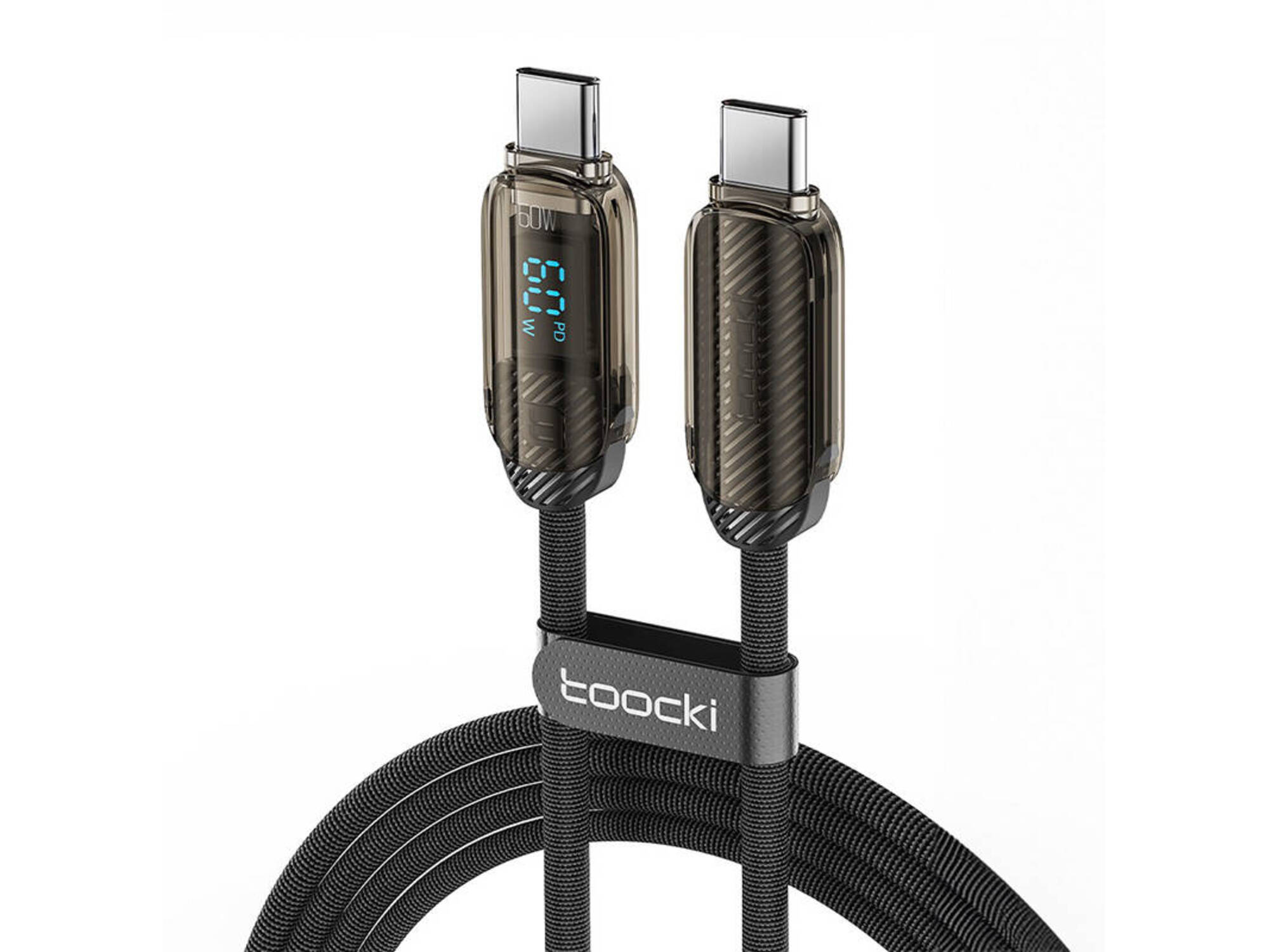 TOOCKI Kabel USB-C do USB-C , 1 m, PD 60 W (siv)