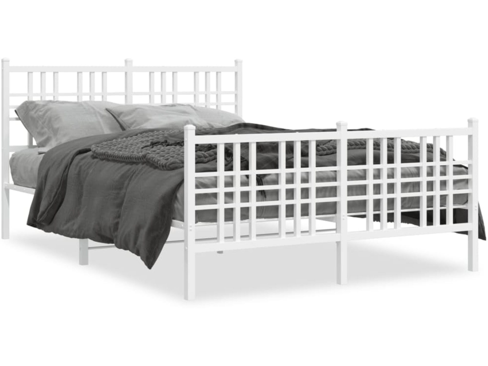 VIDAXL Kovinski posteljni okvir z vzglavjem in vznožjem bel 140x200 cm
