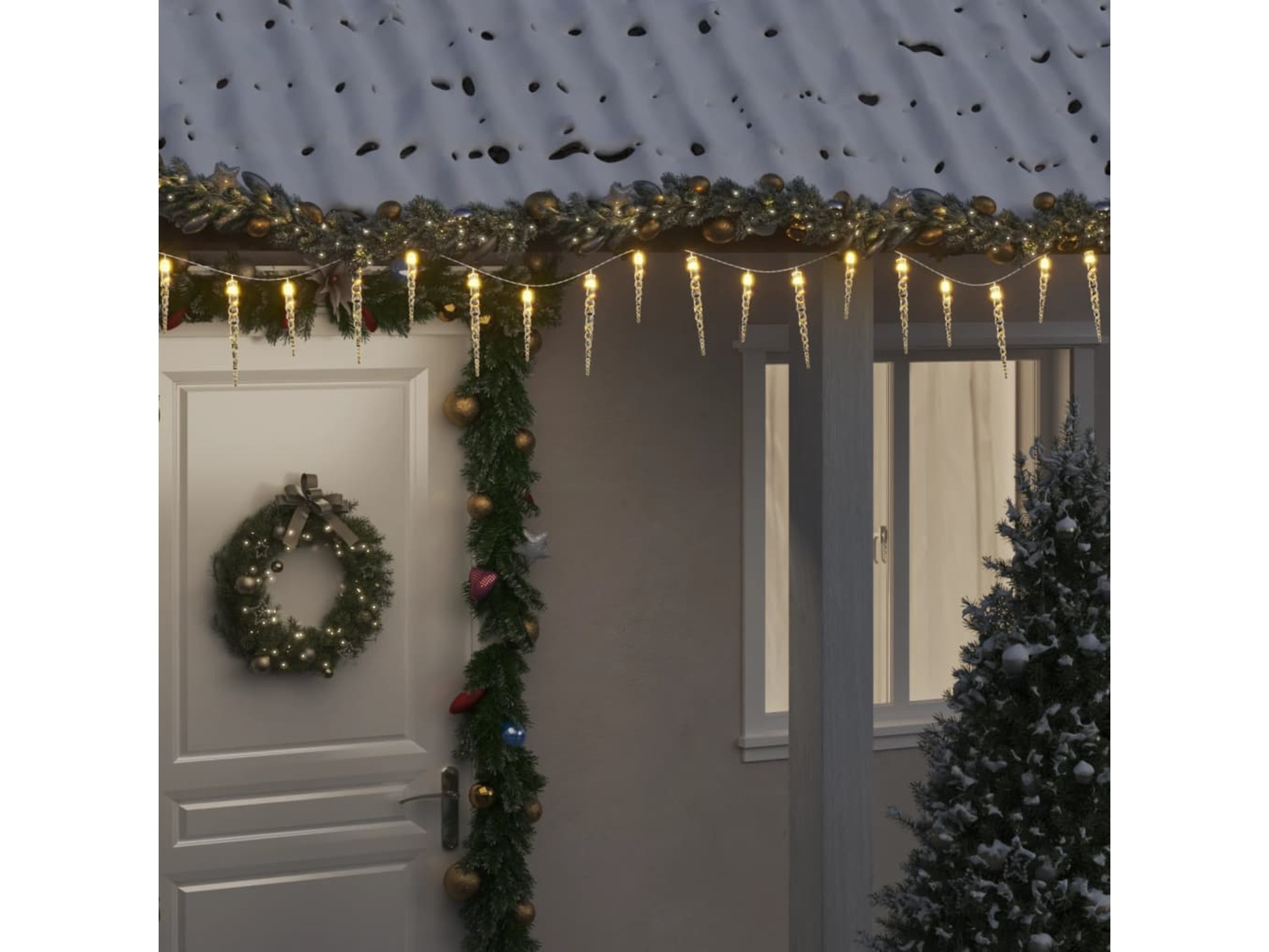 VIDAXL Božične ledene sveče 100 LED toplo bele 10 m akril PVC