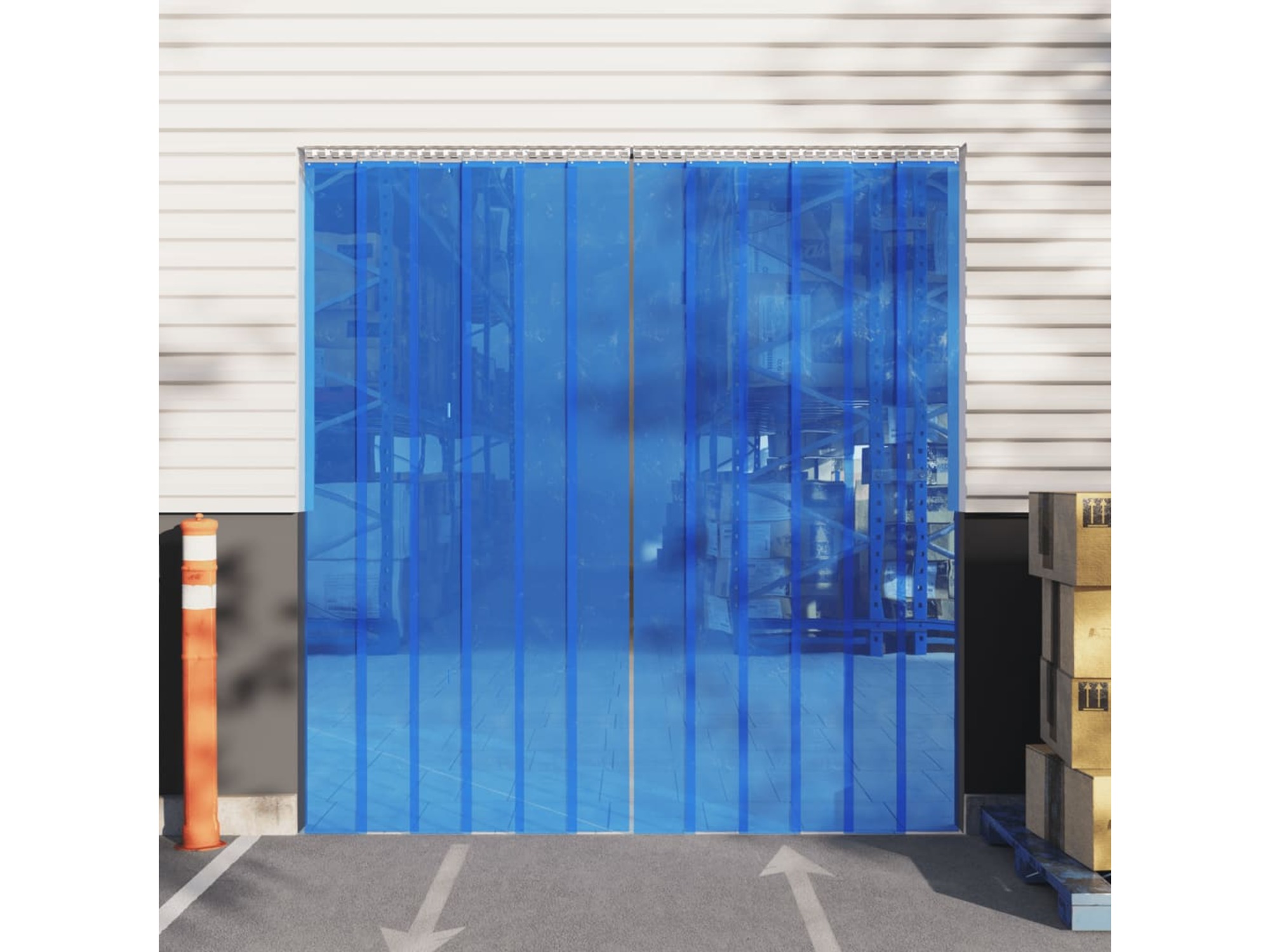 VIDAXL Zavesa za vrata modra 200 mm x 1,6 mm 50 m PVC