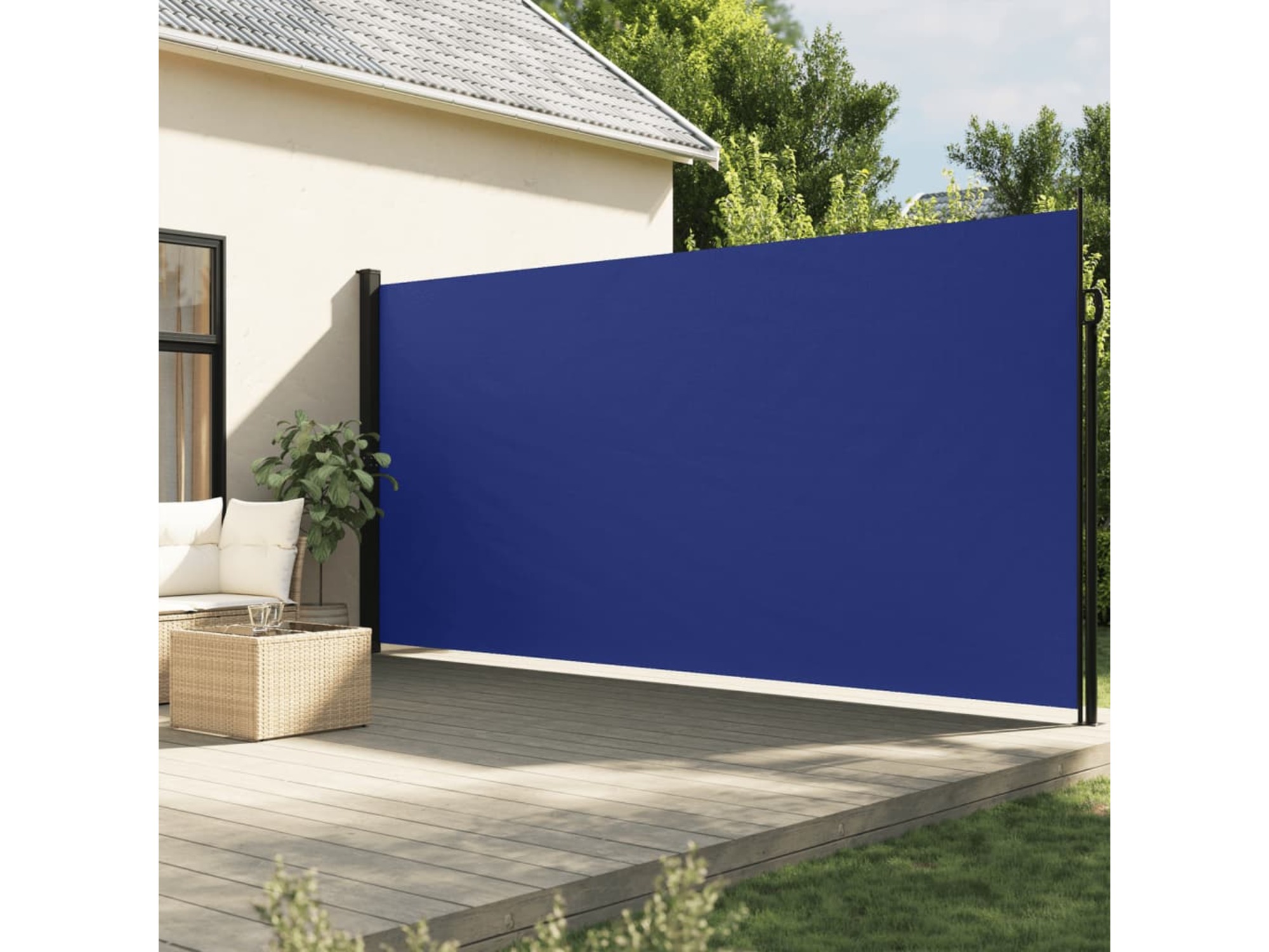 VIDAXL Zložljiva stranska tenda modra 220x500 cm