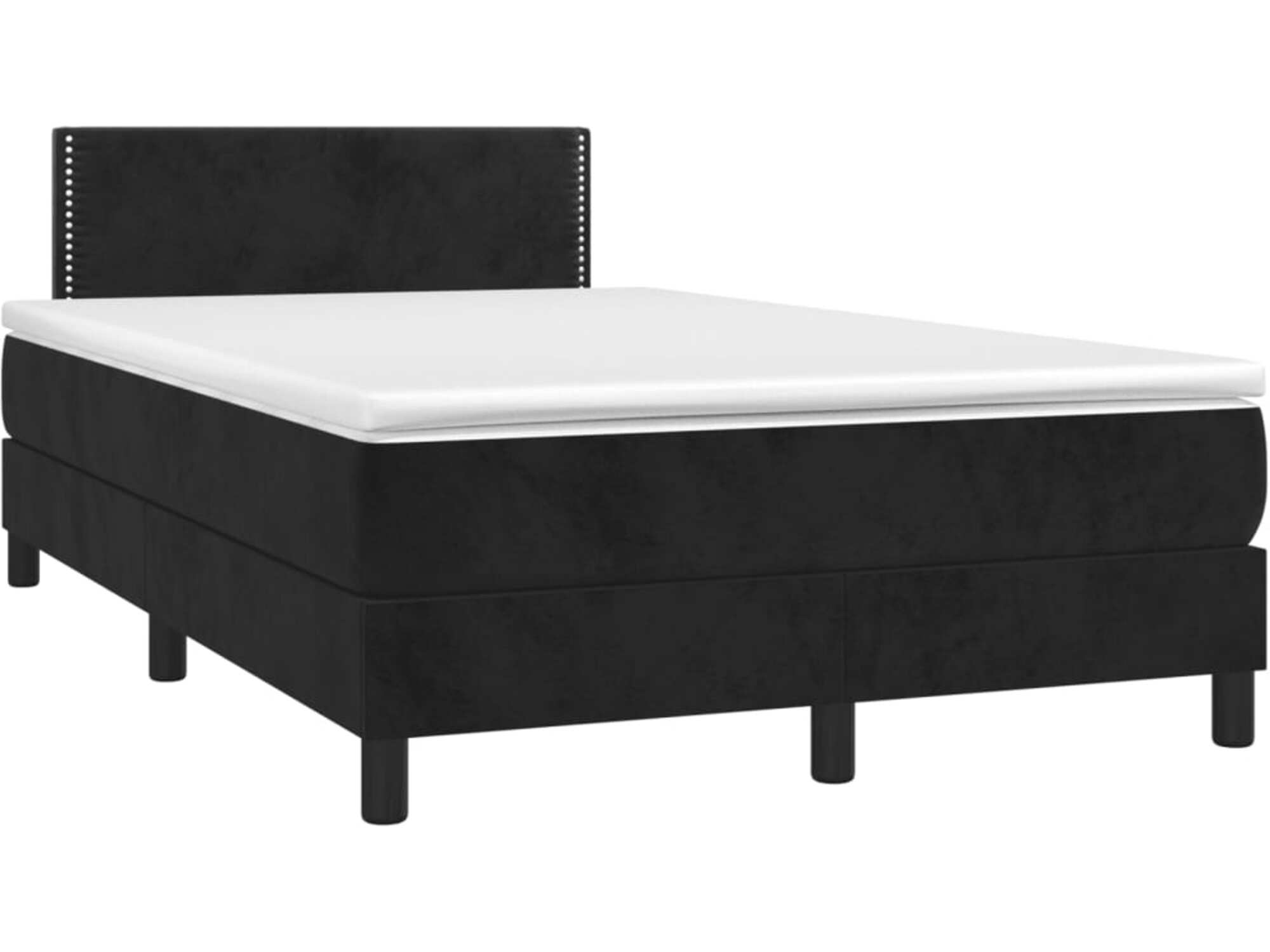 VIDAXL Box spring postelja z vzmetnico LED črna 120x190 cm žamet