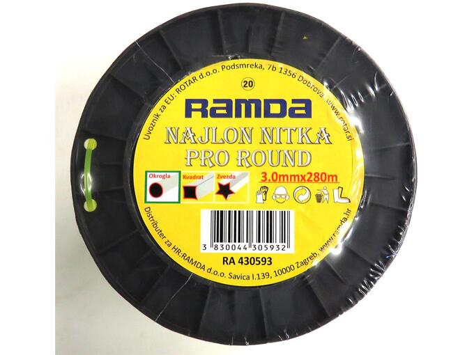 RAMDA najlon nitka v kolutu, okrogla, 3,0mm x 280m 430593