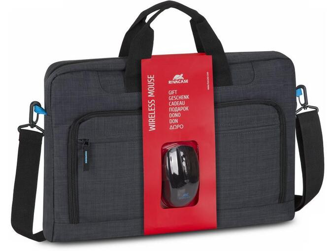 RIVACASE 8058 bundel torba za prenosnik in tablico do 17,3 inch z brezžično miško  - črna