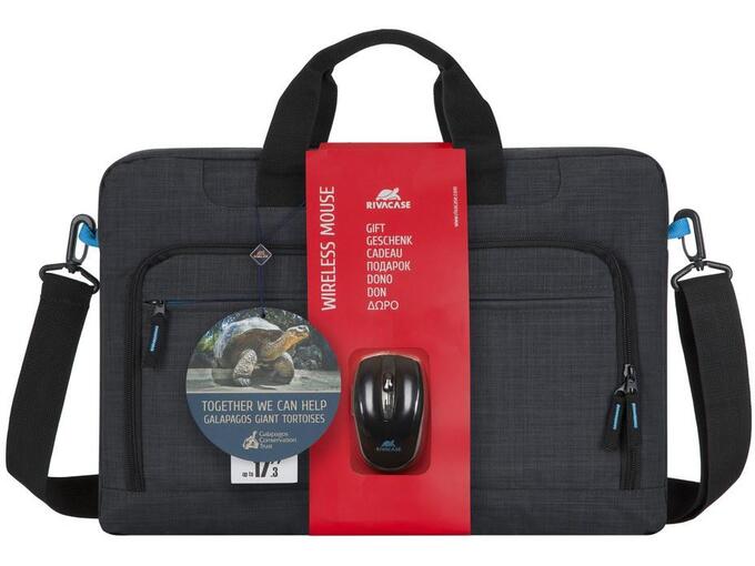 RIVACASE 8058 bundel torba za prenosnik in tablico do 17,3 inch z brezžično miško  - črna