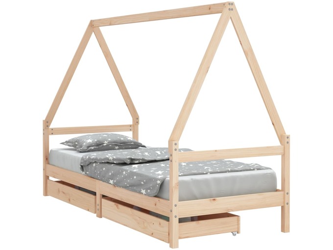 VIDAXL Otroški posteljni okvir s predali 80x200 cm trdna borovina