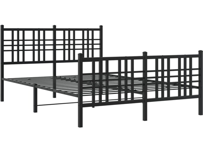 VIDAXL Kovinski posteljni okvir z vzglavjem in vznožjem črn 140x200 cm
