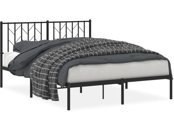 VIDAXL Kovinski posteljni okvir z vzglavjem črn 140x200 cm