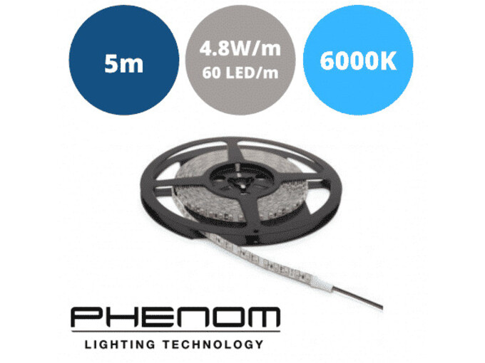 Phenom led trak 4,8w/m 12v 60 led/m ip20 hladno beli 6500k 5m