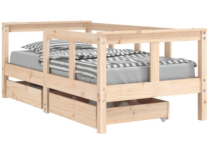 VIDAXL Otroški posteljni okvir s predali 70x140 cm trdna borovina
