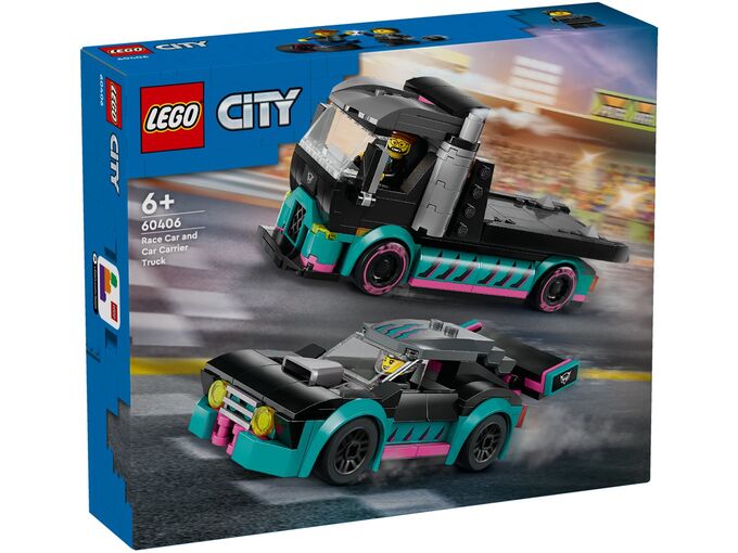 LEGO CITY dirkalni avto in tovornjak za prevoz avtomobilov 60406