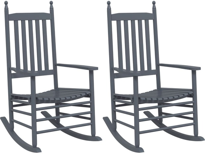 VIDAXL Gugalni stol z ukrivljenim sedežem 2 kosa siv trdni topol