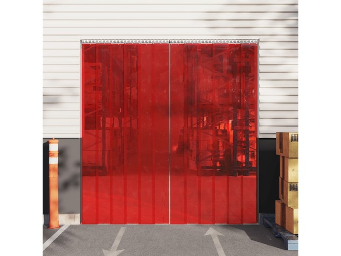 VIDAXL Zavesa za vrata rdeča 200 mm x 1,6 mm 50 m PVC