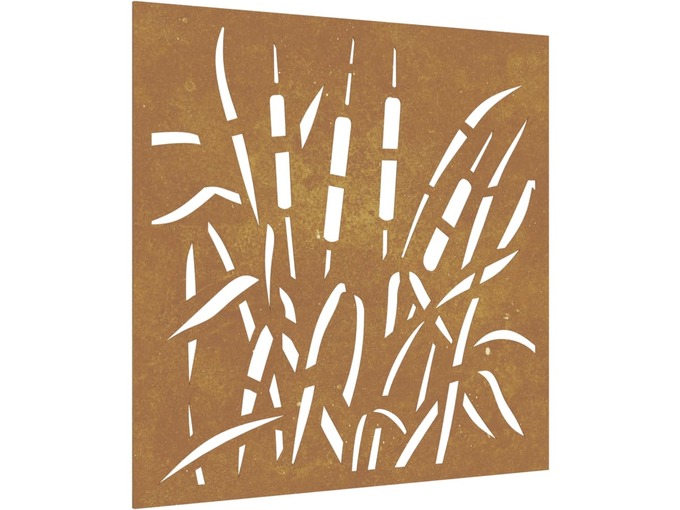 VIDAXL Vrtna stenska dekoracija 55x55 cm corten jeklo trava