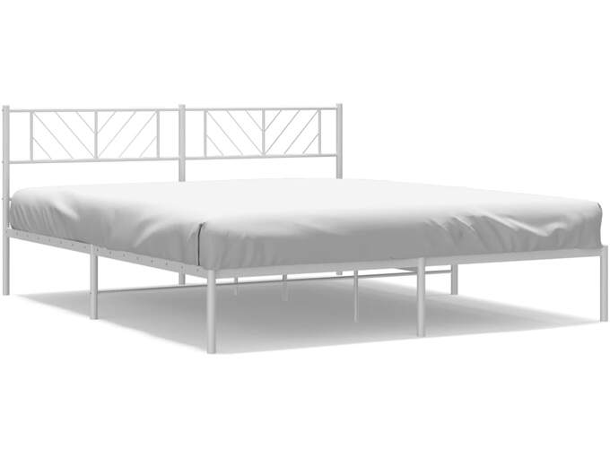 VIDAXL Kovinski posteljni okvir z vzglavjem bel 180x200 cm