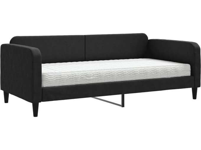 VIDAXL Dnevna postelja z vzmetnico črna 90x190 cm blago