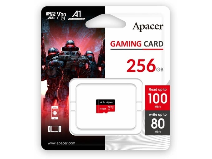 APACER spominska kartica microSD XC Class 30 Gaming, 256GB, AP256GMCSX10U7-RAGC