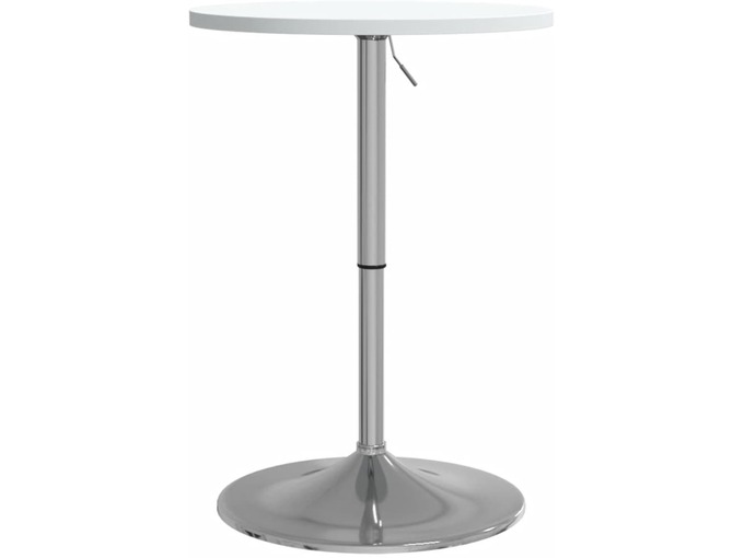 VIDAXL Barska miza bela 50x50x90 cm inženirski les in kromirano jeklo