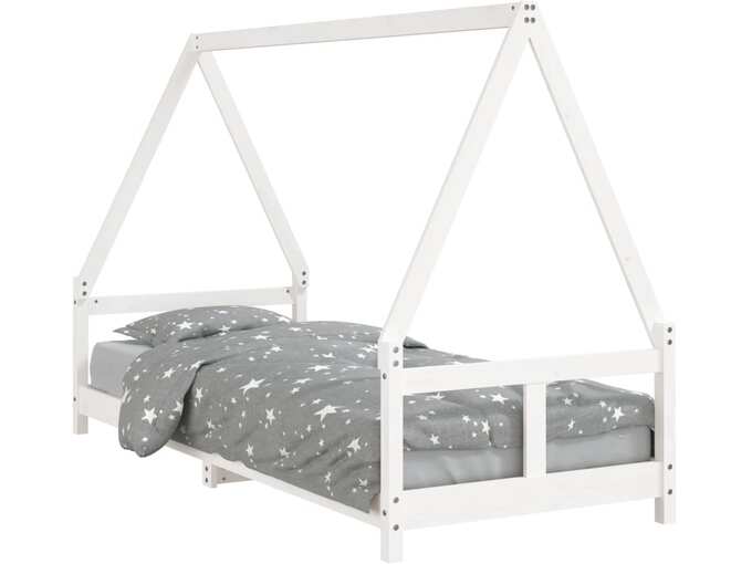 VIDAXL Otroški posteljni okvir bel 80x200 cm trdna borovina