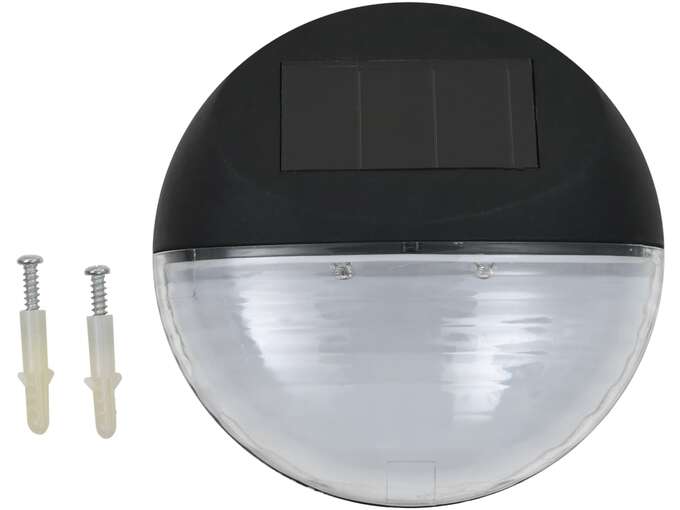 VIDAXL Zunanje solarne stenske svetilke LED 12 kosov okrogle črne