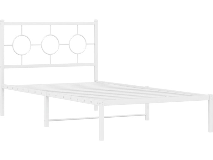 VIDAXL Kovinski posteljni okvir z vzglavjem bel 100x190 cm
