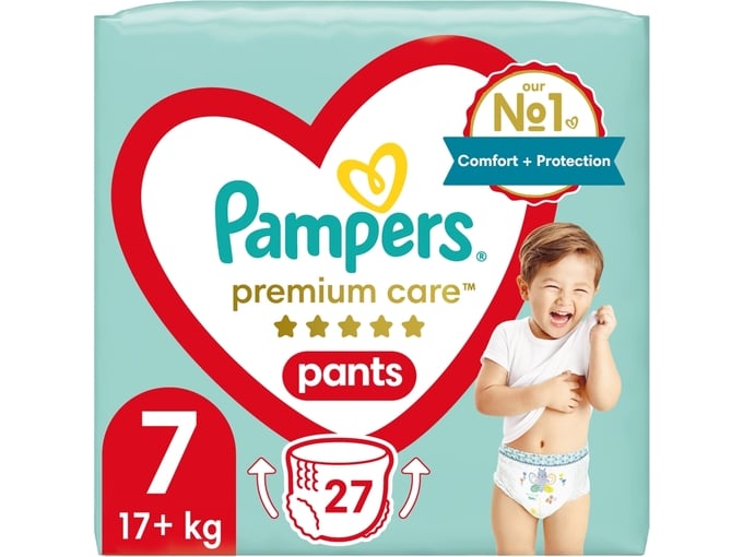 PAMPERS hlačne plenice Premium Care, velikost 7 (17+kg), 27 kos