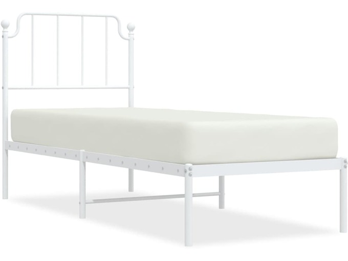 VIDAXL Kovinski posteljni okvir z vzglavjem bel 75x190 cm