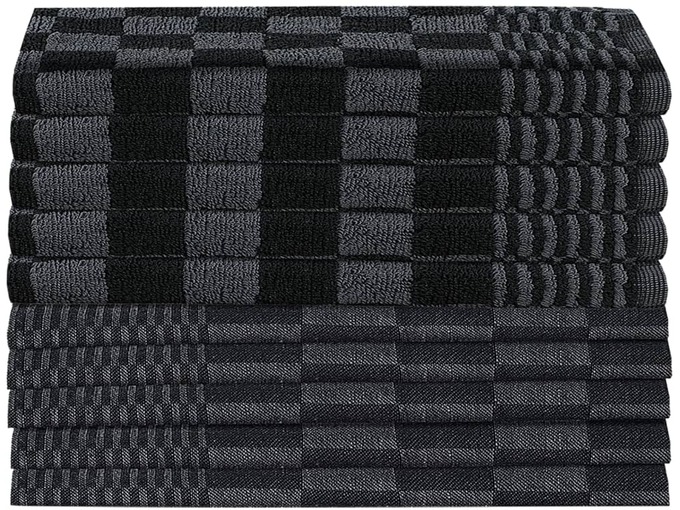 VIDAXL Komplet brisač 10-delni črn in siv bombaž