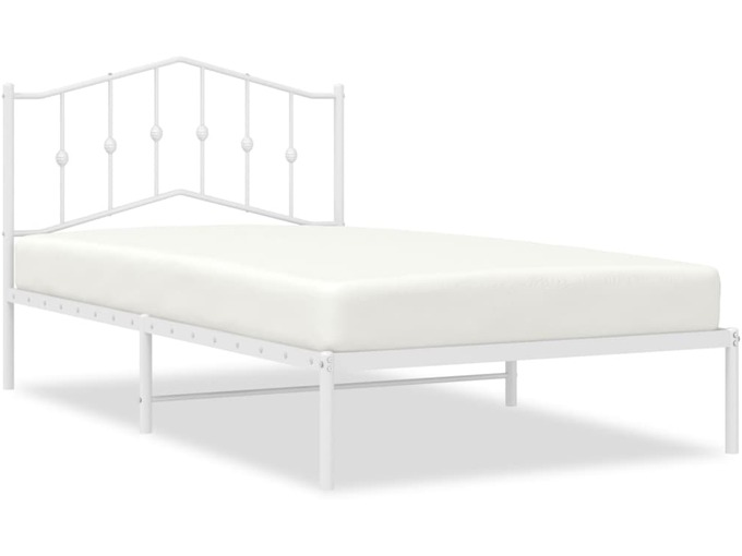 VIDAXL Kovinski posteljni okvir z vzglavjem bel 107x203 cm