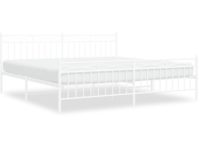 VIDAXL Kovinski posteljni okvir z vzglavjem in vznožjem bel 193x203 cm
