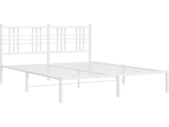 VIDAXL Kovinski posteljni okvir z vzglavjem bel 160x200 cm