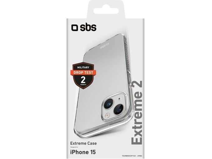 SBS ovitek Extreme X2 za iPhone 15, prozoren