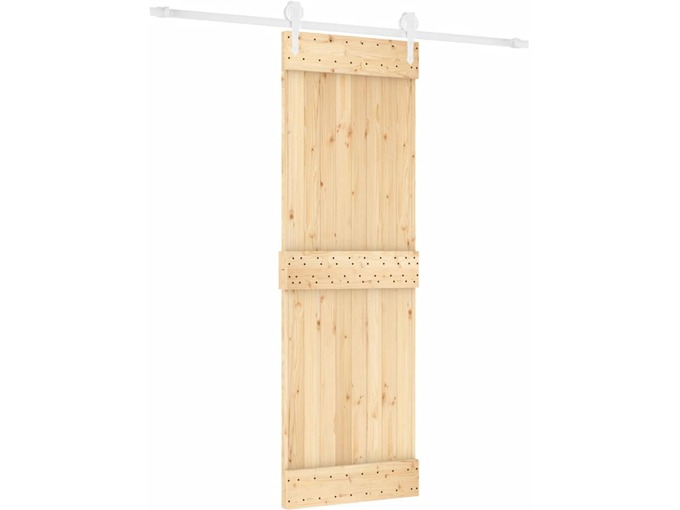 VIDAXL Drsna vrata s kompletom vodil 70x210 cm trdna borovina