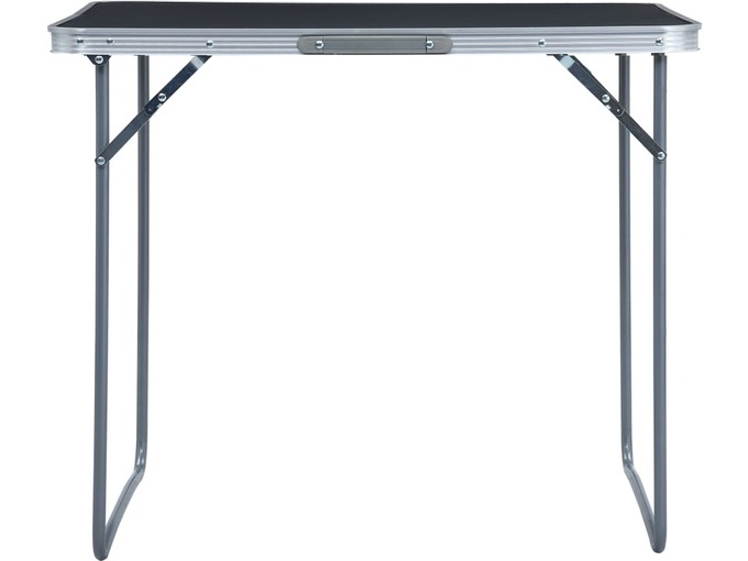VIDAXL Zložljiva miza za kampiranje s kovinskim okvirjem 80x60 cm siva
