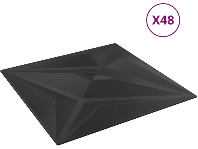 VIDAXL Stenski paneli 48 kosov črni 50x50 cm EPS 12 m² zvezda