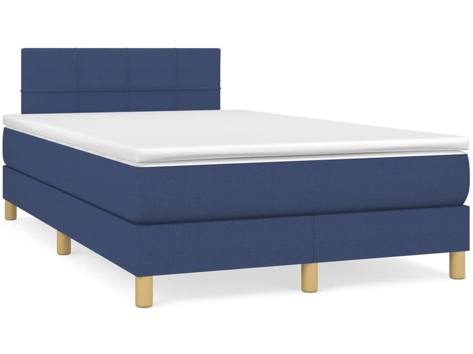 VIDAXL Box spring postelja z vzmetnico modra 120x190 cm blago