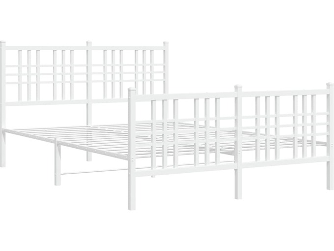 VIDAXL Kovinski posteljni okvir z vzglavjem in vznožjem bel 140x200 cm