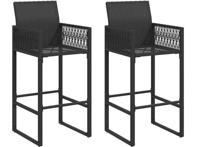 VIDAXL Vrtni barski stolčki 2 kosa črn poli ratan