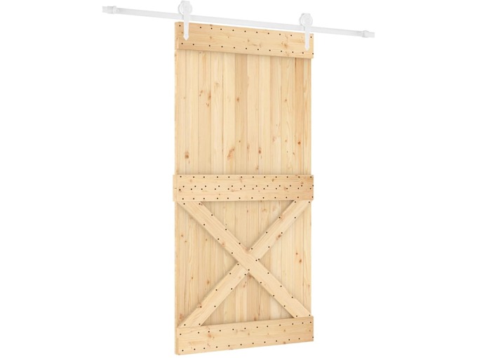 VIDAXL Drsna vrata s kompletom vodil 100x210 cm trdna borovina