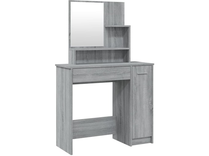 VIDAXL Toaletna mizica z ogledalom siva sonoma 86,5x35x136 cm